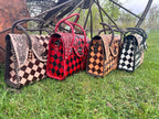 Western Genuine Leather Checkered Handbag by Double B