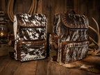 Open Range Genuine Cowhide Leather Backpack - Brindle or Spotted by Double B