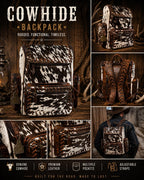 Open Range Genuine Cowhide Leather Backpack - Brindle or Spotted by Double B