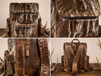 Open Range Genuine Cowhide Leather Backpack - Brindle or Spotted by Double B