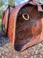 Chestnut Brown Speedy Western Genuine Leather Barrel Bag Purse by Double B