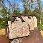 A Cowgirls Promise - western wedding bridal leather barrel speedy bag purse by Double B