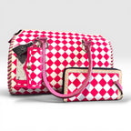 Hot Pink Checkered Speedy Western Genuine Leather Purse and wallet set