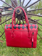 Western Genuine Leather Checkered Handbag by Double B