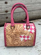 Western Checkered Colorful Speedy Barrel Bag by Double B