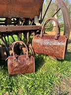 Chestnut Brown Speedy Western Genuine Leather Barrel Bag Purse by Double B