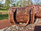 Chestnut Brown Speedy Western Genuine Leather Barrel Bag Purse by Double B