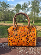 Sorrel Sunset Speedy Western Genuine Leather Barrel Bag Purse by Double B