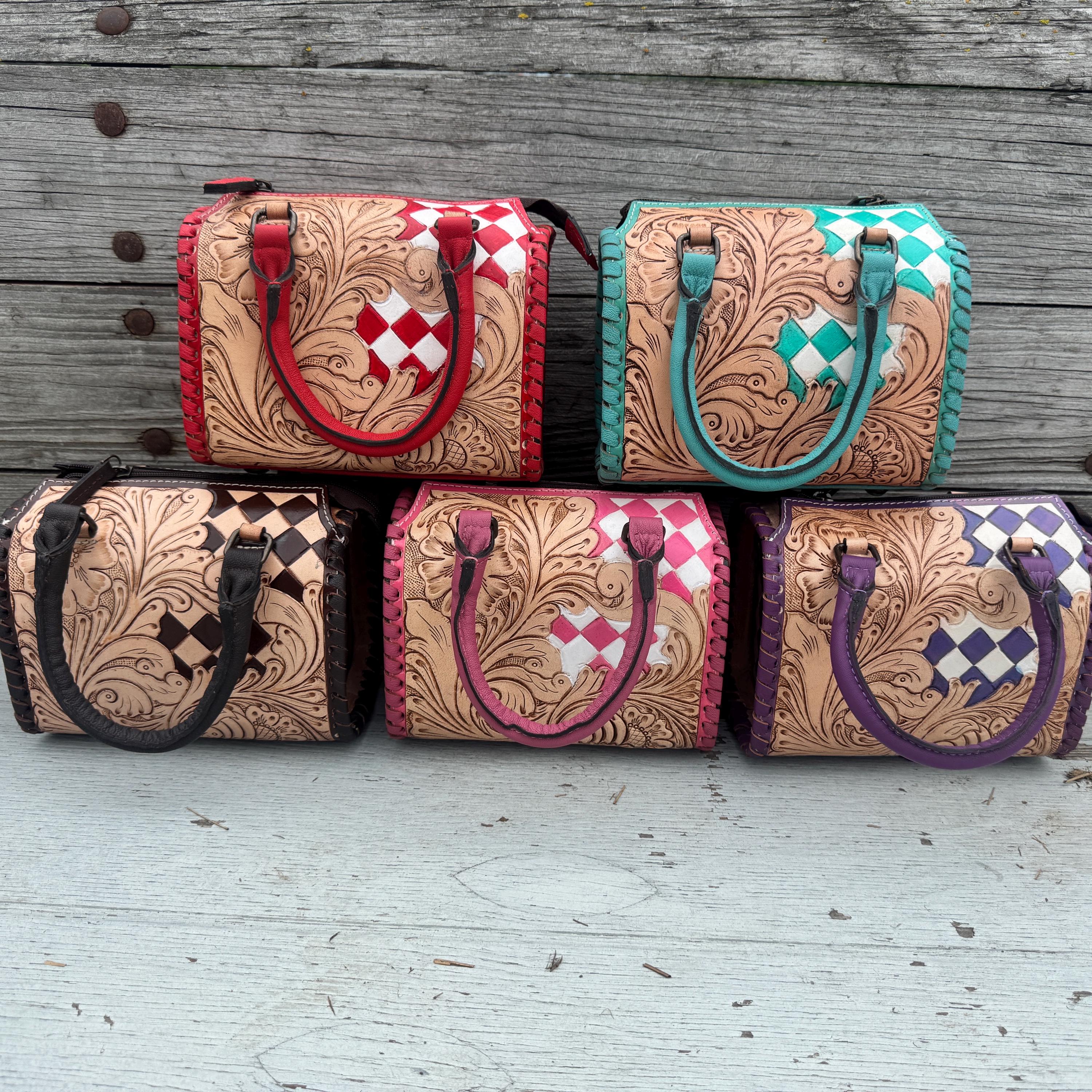 Western Checkered Colorful Speedy Barrel Bag by Double B