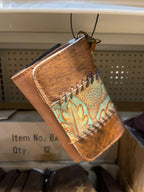 Cowhide Tooled Braided Wristlet Wallets