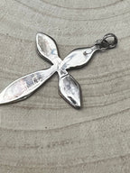James Kee Navajo Turquoise & Opalite Inlay Cross Pendant — Sterling Silver, Signed JK
