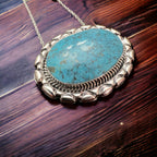 Jimson Belin Navajo Sterling Silver Necklace with Kingman Turquoise — 16"