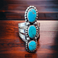 Kathleen Livingston Navajo Sonoran Gem Turquoise Sterling Silver Ring — Size 7