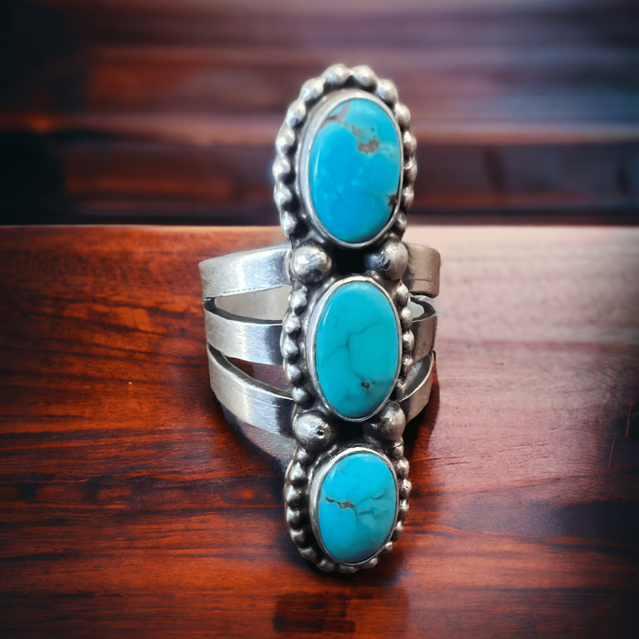 Kathleen Livingston Navajo Sonoran Gem Turquoise Sterling Silver Ring — Size 7