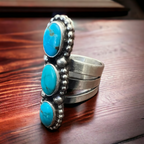 Kathleen Livingston Navajo Sonoran Gem Turquoise Sterling Silver Ring — Size 7