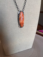 Tia Long Navajo Handmade LARGE Sterling Silver Spiny Oyster Necklace — 18" (Premium Size)