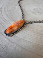 Tia Long Navajo Handmade LARGE Sterling Silver Spiny Oyster Necklace — 18" (Premium Size)