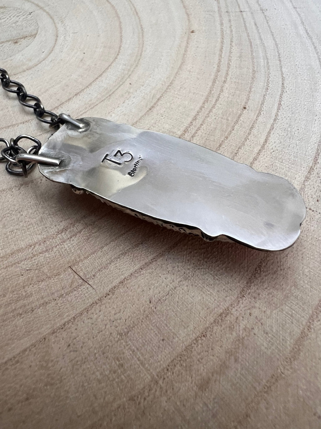 Tia Long Navajo Handmade LARGE Sterling Silver Spiny Oyster Necklace — 18" (Premium Size)