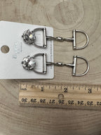 Large Western Horse Bit & Rhinestone Earrings — 3" Statement Drop