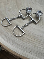 Large Western Horse Bit & Rhinestone Earrings — 3" Statement Drop