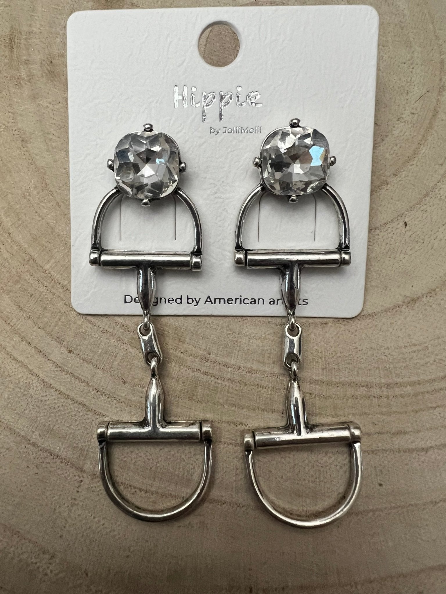 Large Western Horse Bit & Rhinestone Earrings — 3" Statement Drop