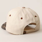 "Literally Just a Cowgirl" Leopard Brim Trucker Hat — Cream Front with Bold Embroidery (Multiple Thread Colors)
