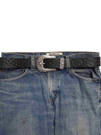 Western Longhorn Buckle Set with Ostrich Print Belt — Texas Star Detail