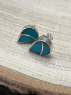 Lynette Johnson Zuni Handcrafted Sterling Silver Inlay Turquoise Post Earrings — 3/8" (10mm)
