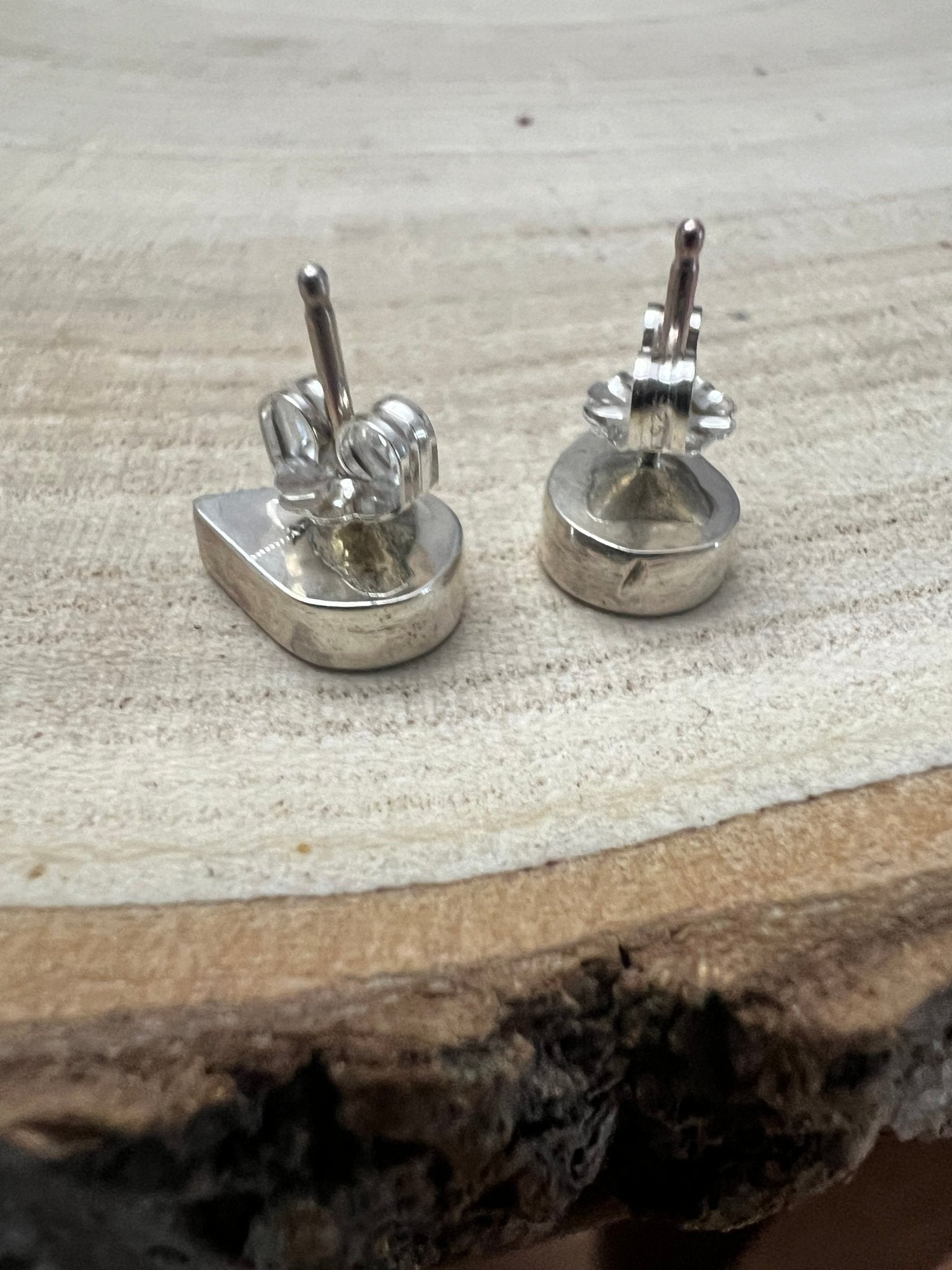 Lynette Johnson Zuni Handcrafted Sterling Silver Inlay Turquoise Post Earrings — 3/8" (10mm)