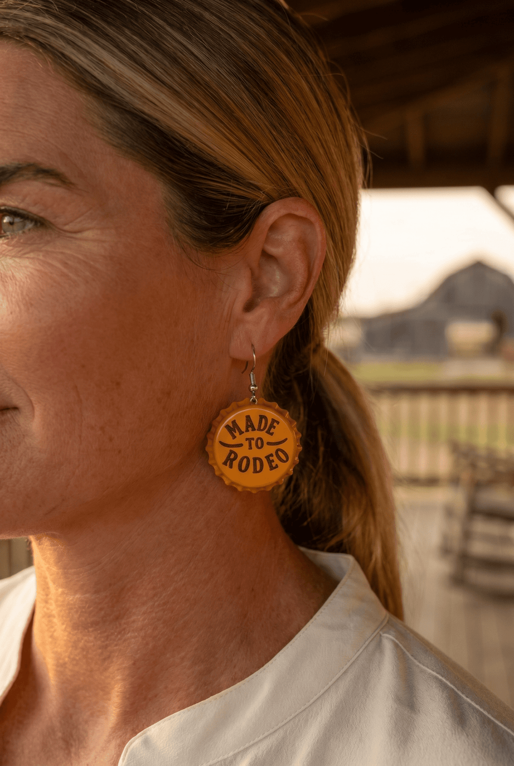 Made to Rodeo Beer Cap Western Earrings — Playful Rodeo Statement
