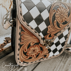 Melrose Tooled Leather Checkered Handbag