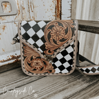 Melrose Tooled Leather Checkered Handbag
