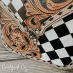 Melrose Tooled Leather Checkered Handbag
