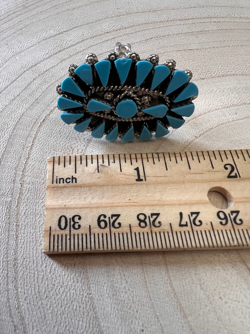 Merlinda Chavez Zuni Sterling Silver Statement Ring with Turquoise — Size 9 (Hallmark "D&M Chavez, Zuni")