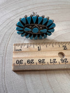 Merlinda Chavez Zuni Sterling Silver Statement Ring with Turquoise — Size 9 (Hallmark "D&M Chavez, Zuni")