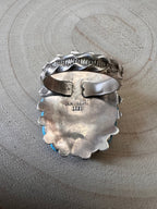 Merlinda Chavez Zuni Sterling Silver Statement Ring with Turquoise — Size 9 (Hallmark "D&M Chavez, Zuni")