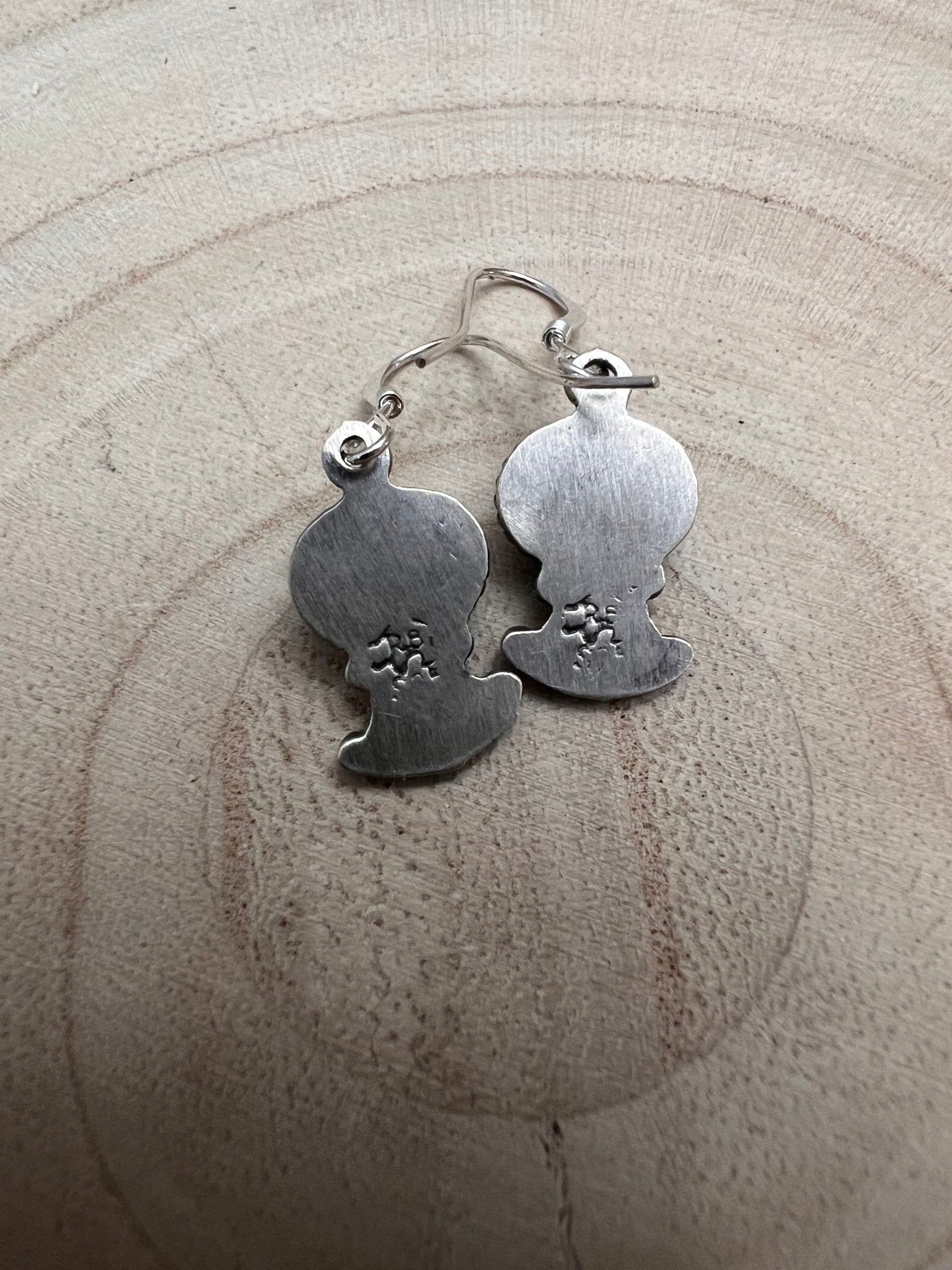 Sharon McCarthy Navajo Hand-Stamped Kingman Turquoise Sterling Drop Earrings — 1/2"