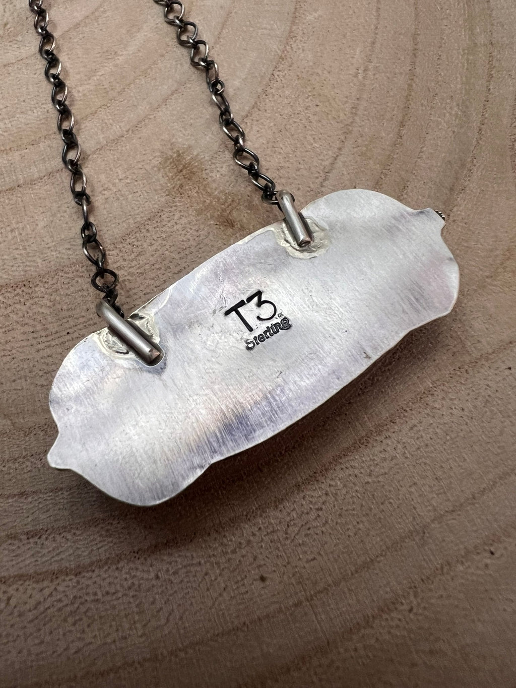 Tia Long Navajo Handmade Sterling Silver Spiny Oyster Necklace — 18" (Standard 2" Pendant)