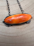 Tia Long Navajo Handmade Sterling Silver Spiny Oyster Necklace — 18" (Standard 2" Pendant)