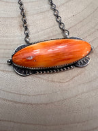 Tia Long Navajo Handmade Sterling Silver Spiny Oyster Necklace — 18" (Standard 2" Pendant)