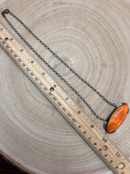 Tia Long Navajo Handmade Sterling Silver Spiny Oyster Necklace — 18" (Standard 2" Pendant)