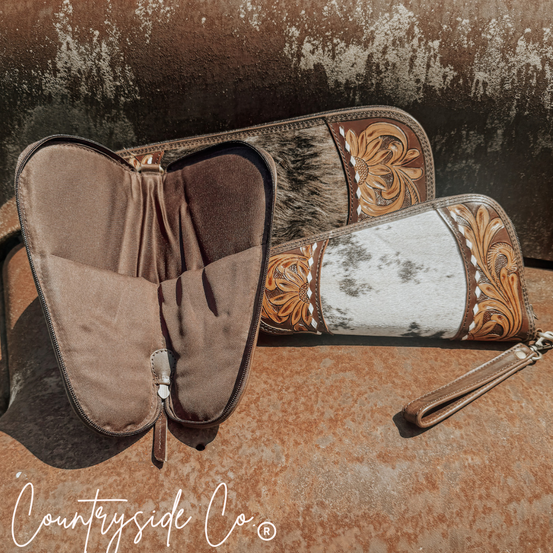 El Dorado Tooled Leather and Cowhide Carry Case
