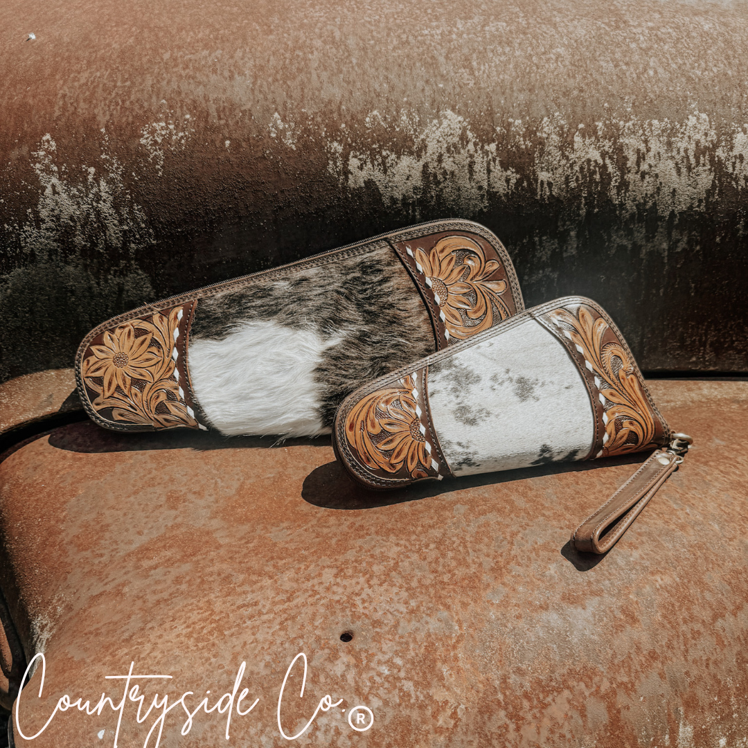 El Dorado Tooled Leather and Cowhide Carry Case