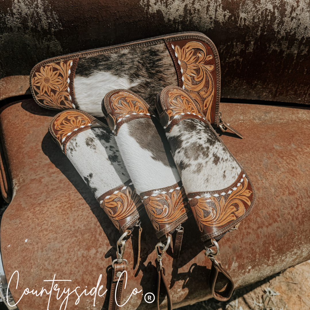 El Dorado Tooled Leather and Cowhide Carry Case