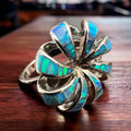 Opalite Inlay Sterling Silver Ring — Native-Style Statement