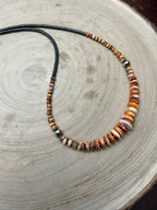 Orange & Turquoise Graduated Necklace with Sterling Silver Pearl Accents — 22 inch