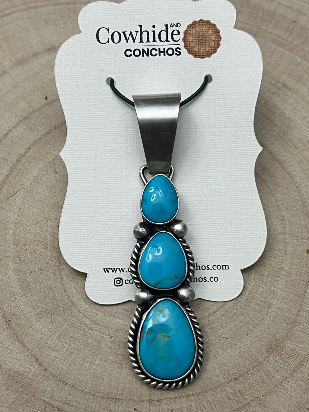 Paul Livingston Navajo Sterling Silver Pendant with Sonoran Gem Turquoise — 2 3/4" Long