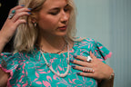 Pink Conch Graduated Necklace with 10mm Sterling Pearl — 22 inch (Handmade in North Texas)
