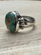 Randy Billy Navajo Sterling Silver Ring with Royston Turquoise — Size 10 (Compact 5/8" × 1/2")