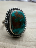 Randy Billy Navajo Sterling Silver Ring with Royston Turquoise — Size 10 (Larger 7/8" × 3/4")